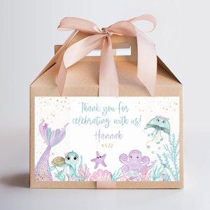 Editable Pastel Mermaid Gable Box Label- First Birthday| Editable Mermaid Party|Printable Sea Birthday|Girls Birthday Party Decor |M2021