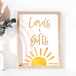 Sunshine Rainbow Cards & Gifts Sign Boho, 1st Birthday Gift Table Party Sign- INSTANT DOWNLOAD,SR001