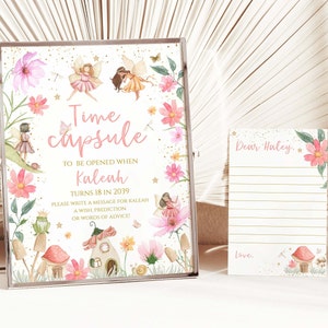 Capsule temporelle de fée MODIFIABLE et cartes de correspondance, imprimables fée fée magique, 1er anniversaire, première fête d'anniversaire de fée, FPE01