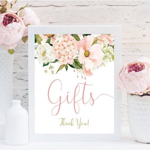 Gift floral table Sign, floral shower sign, Baby Shower Printable Sign, floral baby shower table sign, blush pink, sage, boho, Pm200