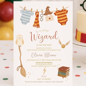 Editable Wizard Baby Shower Invitation | Magic School Baby Shower Invite | Wizard Boy Baby Shower Evite| Magical | Wizard01