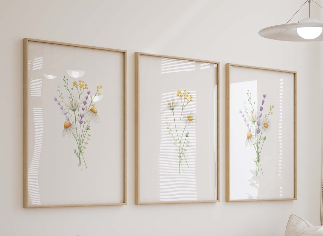 Daisy Wildflower Watercolor Prints, Floral Field Nursery Wall Art ...