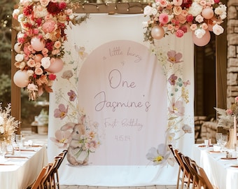 Some Bunny is One Backdrop, Bunny first birthday, Personalized Bunny sign, Easter, Printed Backdrop, Birthday Decor, Photo prop, Bunny200