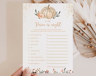 Boho Pumpkin If the price is right , Baby Shower Game, Gender-neutral Baby Shower Party Games, Pumpkin, Fall, Autumn, NP001