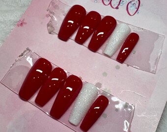 Presse-ongles cercueil rouge, paillettes blanches, petit format personnalisé