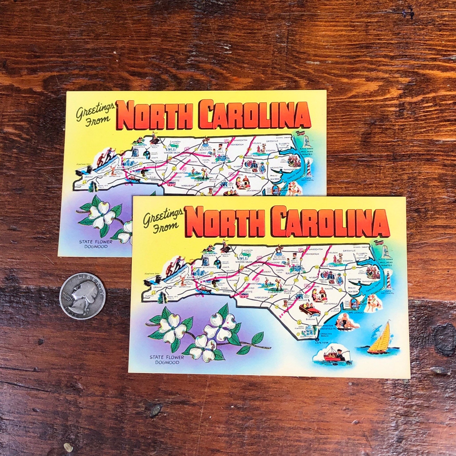 North Carolina Vintage Postcards Blank Lot of 2 - Etsy