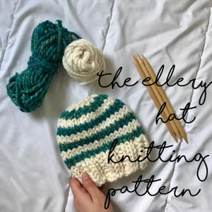 THE ELLERY HAT Knitting Pattern-Adult Size || Chunky Knit Hat Pattern || Knit Hat Pattern || Striped Knit Hat Pattern