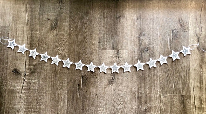 Christmas Star Garland // Star Garland // White Star Garland // Glitter Star Garland // Christmas Decor // Christmas Garland // image 3