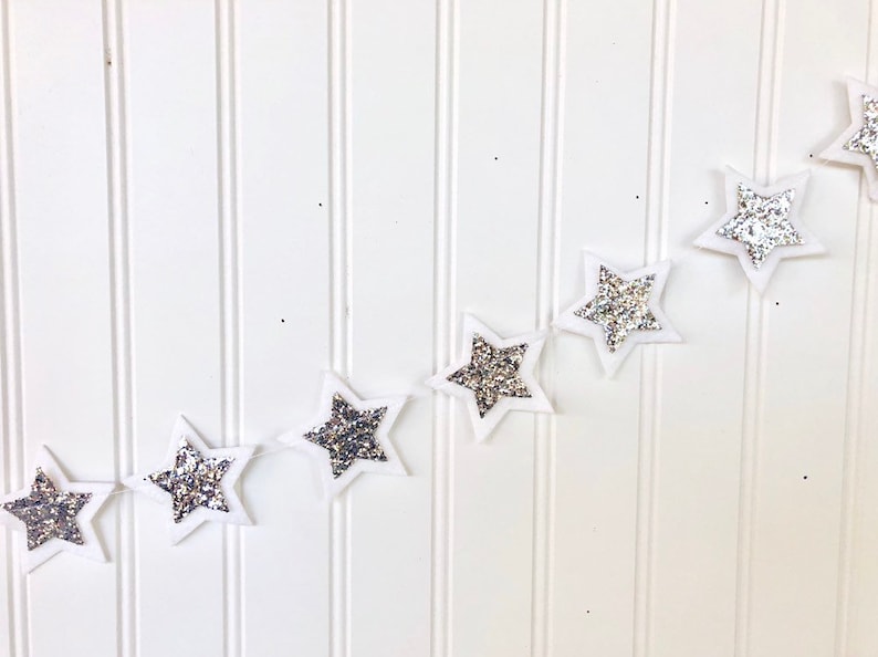 Christmas Star Garland // Star Garland // White Star Garland // Glitter Star Garland // Christmas Decor // Christmas Garland // image 5