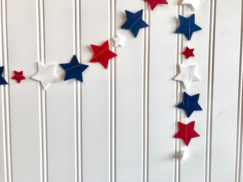 Confetti Star Garland // Mini Star Garland // Red, White and Blue Garland // 4th of July Garland // 4th of July Banner // Red White and Blue image 3