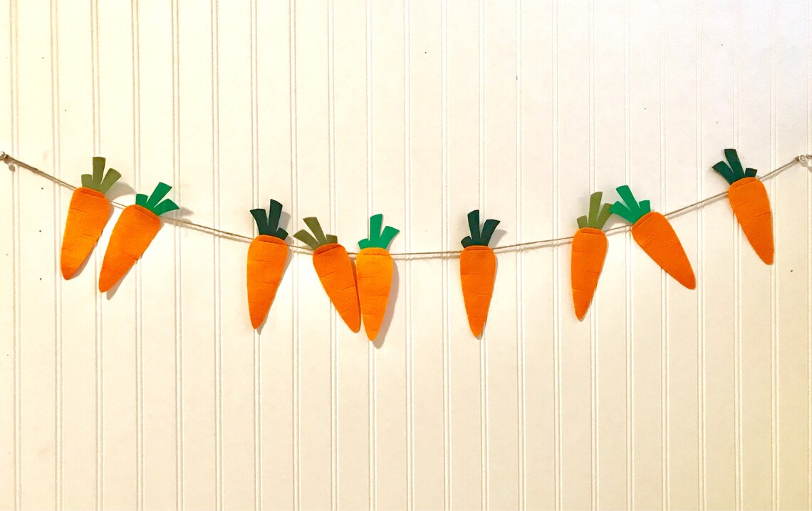 Carrot Garland // Easter Garland // Easter Carrots // Felt Etsy