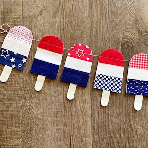 Patriotic Popsicle Garland // Red white and blue Garland // 4th of July Garland // Popsicle Decor // July 4th Decor // Red, White and Blue /