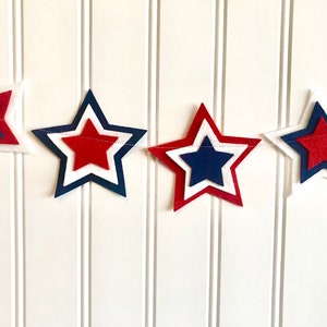 Red, White and Blue Star Garland // Star Garland // Red, White and Blue Banner // 4th of July Decor // 4th of July Garland // Star Spangled image 3