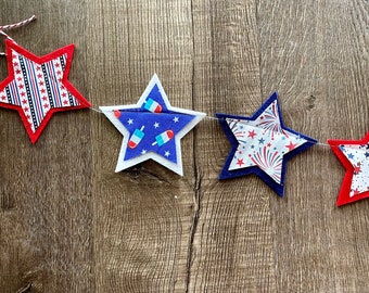Star Garland // Red White and Blue Garland // Star Spangled Banner // 4th of July Decor // Red, White and Blue Decor // 4th of July Garland