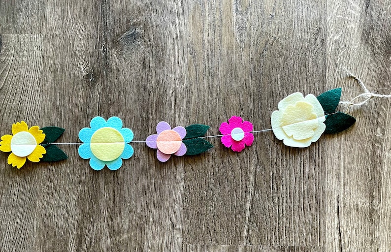 Spring Floral Garland // Spring Flower Garland // Spring Flowers // Felt Flowers // Easter Garland // Spring Garland // Easter Decor // image 3