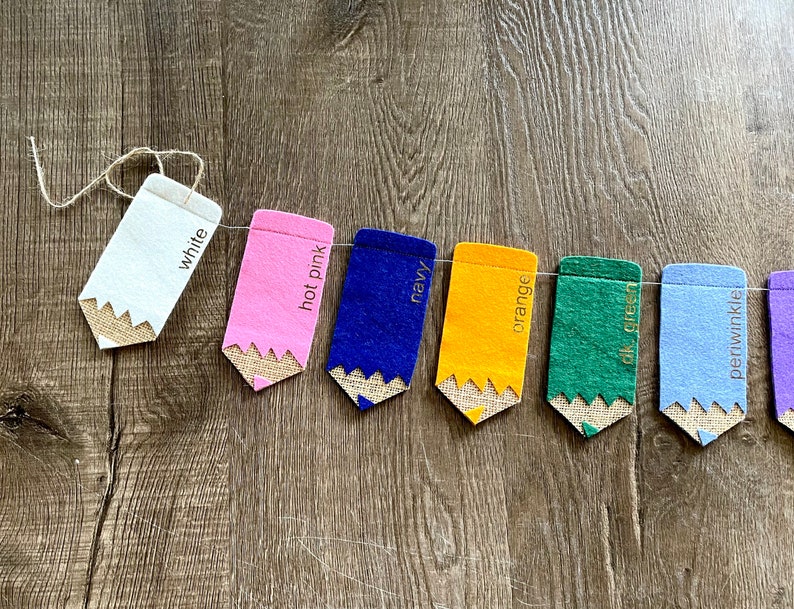 Colored Pencil Garland // Back to School Garland // Classroom Garland // Back to School Decor // First Day of School // Teacher Gift // bild 1