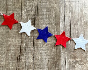 Patriotic Star Garland// Star Garland // Red, White and Blue Garland // Patriotic Banner// Patriotic Decor // 4th of July Decor //