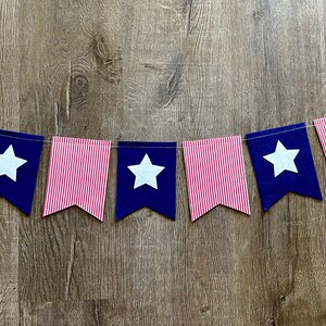 Patriotic Pennant Banner // Red White and Blue Pennant Banner // 4th of ...