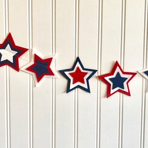 Red, White and Blue Star Garland // Star Garland // Red, White and Blue Banner // 4th of July Decor // 4th of July Garland // Star Spangled image 4