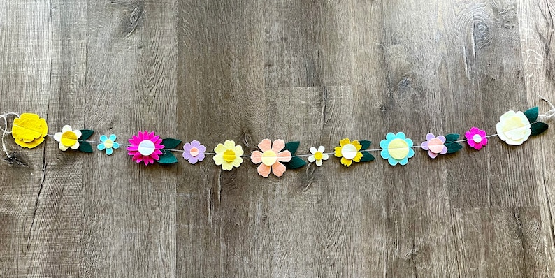 Spring Floral Garland // Spring Flower Garland // Spring Flowers // Felt Flowers // Easter Garland // Spring Garland // Easter Decor // image 1