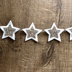 Christmas Star Garland // Star Garland // White Star Garland // Glitter Star Garland // Christmas Decor // Christmas Garland // image 2