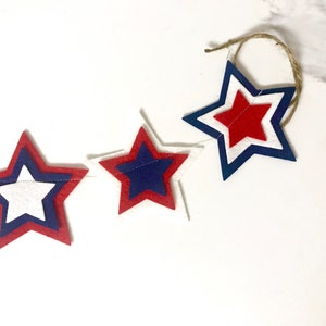 Red, White and Blue Star Garland // Star Garland // Red, White and Blue Banner // 4th of July Decor // 4th of July Garland // Star Spangled image 5