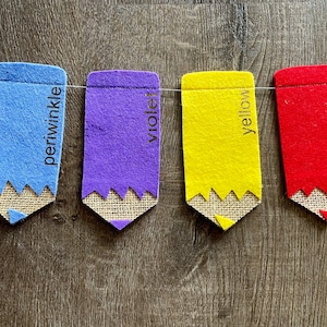 Colored Pencil Garland // Back to School Garland // Classroom Garland // Back to School Decor // First Day of School // Teacher Gift // bild 4