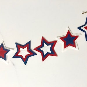 Red, White and Blue Star Garland // Star Garland // Red, White and Blue Banner // 4th of July Decor // 4th of July Garland // Star Spangled image 7