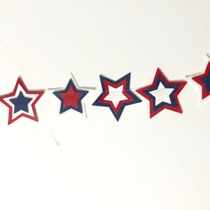 Red, White and Blue Star Garland // Star Garland // Red, White and Blue Banner // 4th of July Decor // 4th of July Garland // Star Spangled image 6