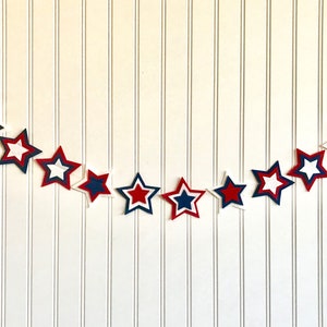 Red, White and Blue Star Garland // Star Garland // Red, White and Blue Banner // 4th of July Decor // 4th of July Garland // Star Spangled image 1