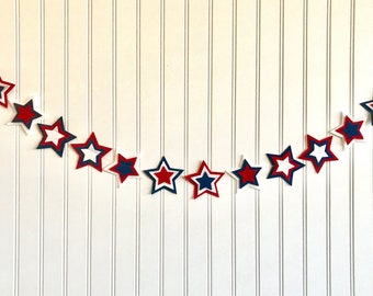 Red, White and Blue Star Garland // Star Garland // Red, White and Blue Banner //  4th of July Decor // 4th of July Garland // Star Spangled