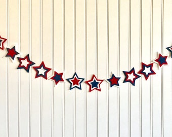 Red, White and Blue Star Garland // Star Garland // Red, White and Blue Banner //  4th of July Decor // 4th of July Garland // Star Spangled