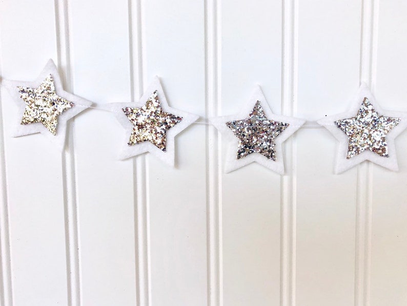 Christmas Star Garland // Star Garland // White Star Garland // Glitter Star Garland // Christmas Decor // Christmas Garland // image 7