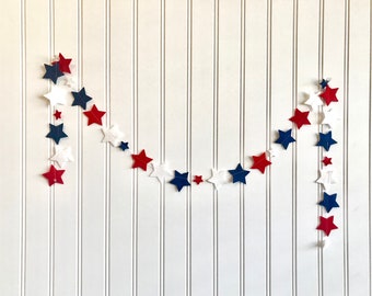 Confetti Star Garland // Mini Star Garland // Red, White and Blue Garland // 4th of July Garland // 4th of July Banner // Red White and Blue