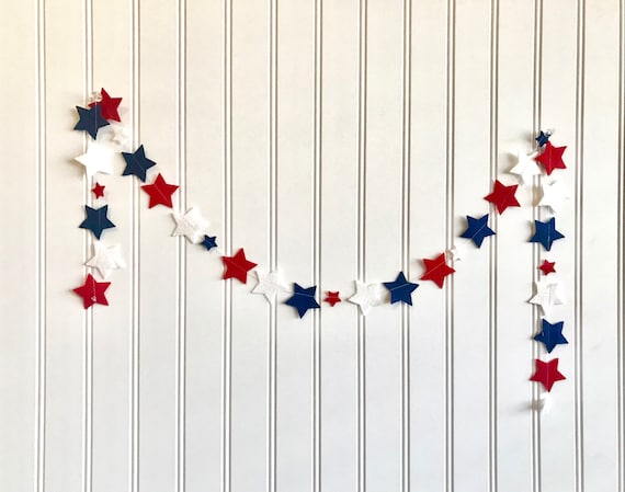 Confetti Star Garland // Mini Star Garland // Red, White and Blue Garland // 4th of July Garland // 4th of July Banner // Red White and Blue