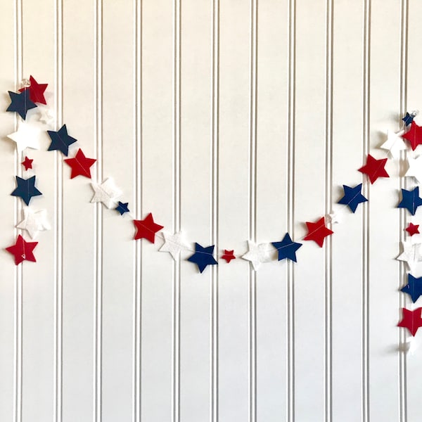 Confetti Star Garland // Mini Star Garland // Red, White and Blue Garland // 4th of July Garland // 4th of July Banner // Red White and Blue