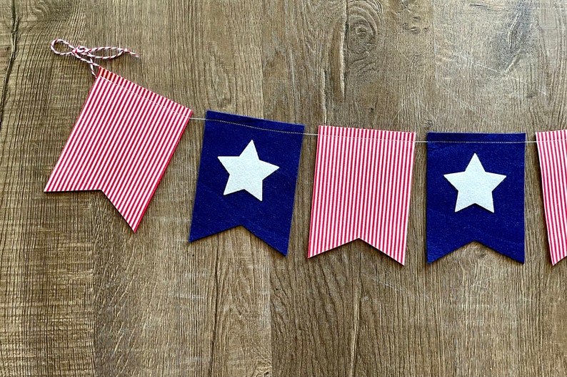 Patriotic Pennant Banner // Red White and Blue Pennant Banner // 4th of ...