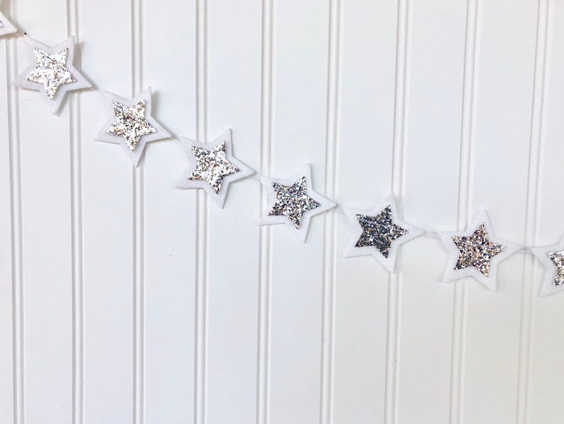 Christmas Star Garland // Star Garland // White Star Garland // Glitter Star Garland // Christmas Decor // Christmas Garland // image 6