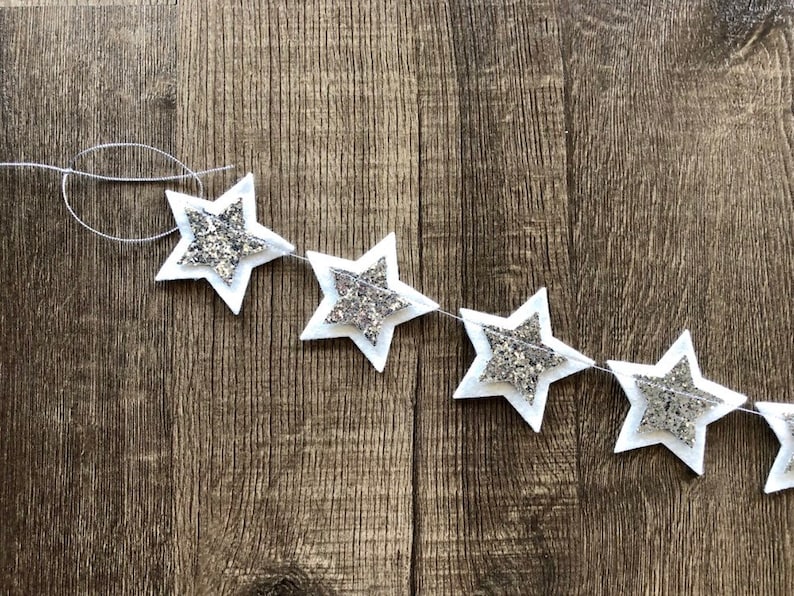 Christmas Star Garland // Star Garland // White Star Garland // Glitter Star Garland // Christmas Decor // Christmas Garland // image 1