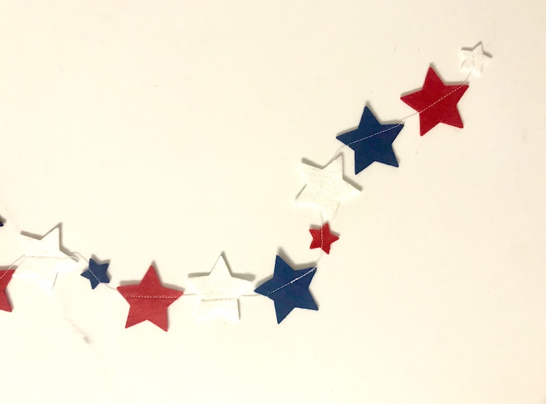 Confetti Star Garland // Mini Star Garland // Red, White and Blue Garland // 4th of July Garland // 4th of July Banner // Red White and Blue image 5