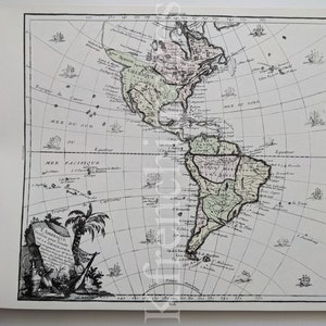 Mappa francese dell'America del 1766, stampa degli anni '80 dopo l'originale del XVIII secolo di Desnos (pre-USA: Louisiana, Nuova Spagna, nord e sud america)