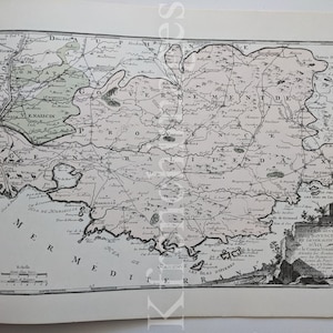 1771 Landkarte der Provence Frankreich, 1980er Jahre Druck nach dem 18.Jahrhundert Original von Desnos