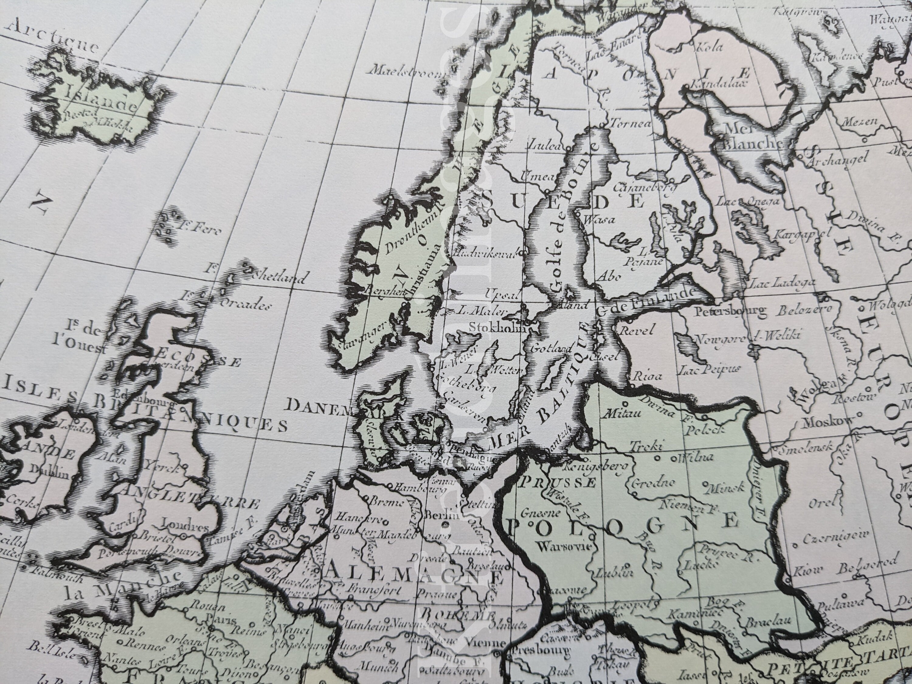 French 1766 Map of Europe 1980