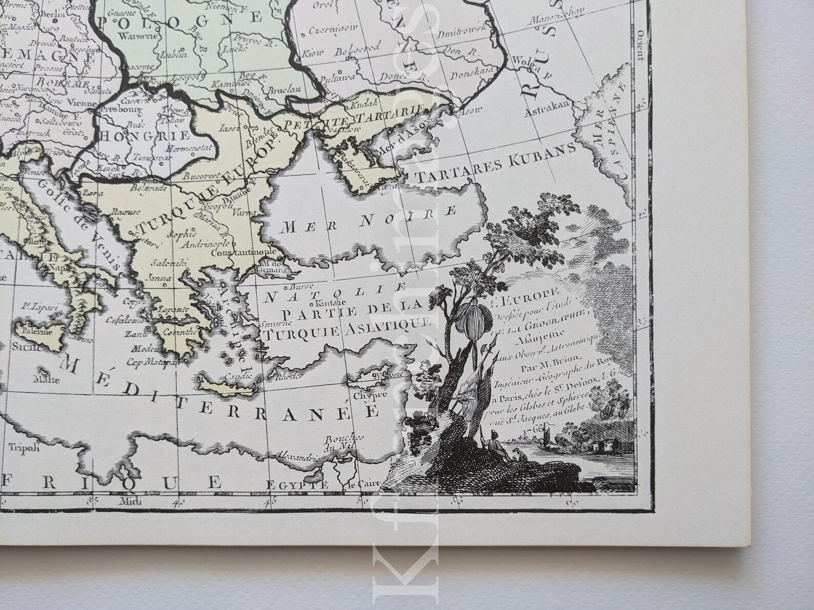 French 1766 Map of Europe, 1980's Print After the Original 18th Century ...