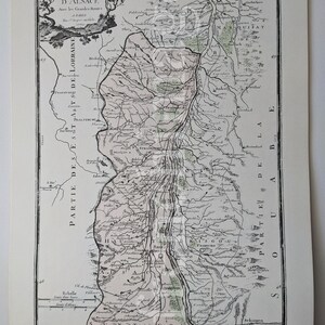Mappa dell'Alsazia del 1771, Francia, stampa degli anni '80 dopo l'originale del XVIII secolo di Desnos