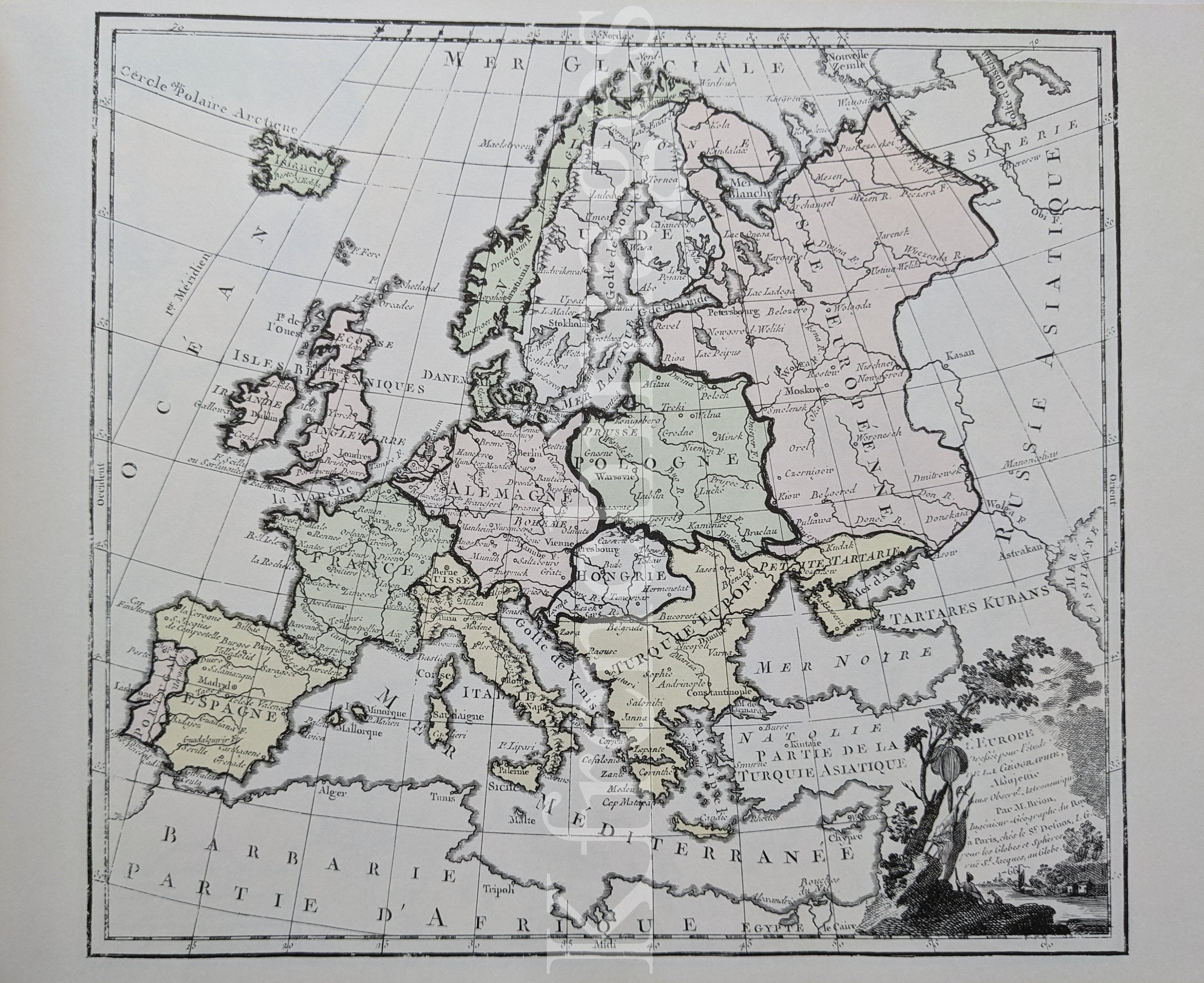 French 1766 Map of Europe, 1980