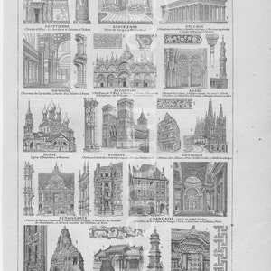1920er französischer Vintage Originaldruck Weltarchitektur historisch und klassisch zum Einrahmen oder Scrapbooking A4 Kunstgeschichte 2