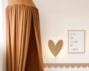 Baldacchino caramello, Baldacchino per letto, Baldacchino per neonati, Baldacchino per bambini, Tenda da letto, Baldacchino per cameretta, Baldacchino per culla 100% cotone