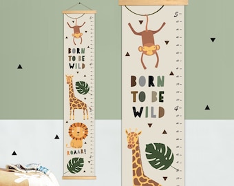 Safari Growth Chart, Jungle Growth Chart, Canvas Height Chart, jungle animals height chart, Safari Decor, Safari Growth Chart, KidsDecor