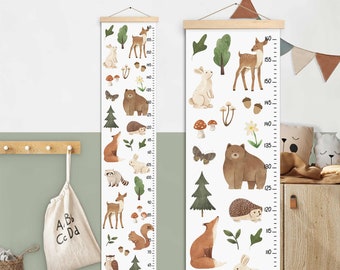 kids Growth Chart woodland, bambi Growth Chart, Canvas Height Chart, kids heigh chart, height measurement